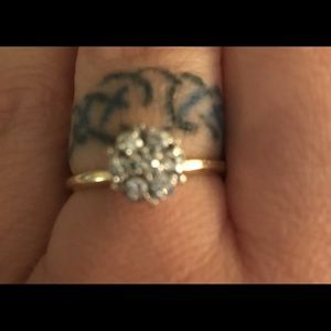 Jewelry - Antique Engagement Ring 14k Diamond Flower Cluster Jewelry - Antique Engagement Ring 14k Diamond Flower Cluster